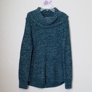 Jason Maxwell Teal Knitted Cowl Neck Sweater